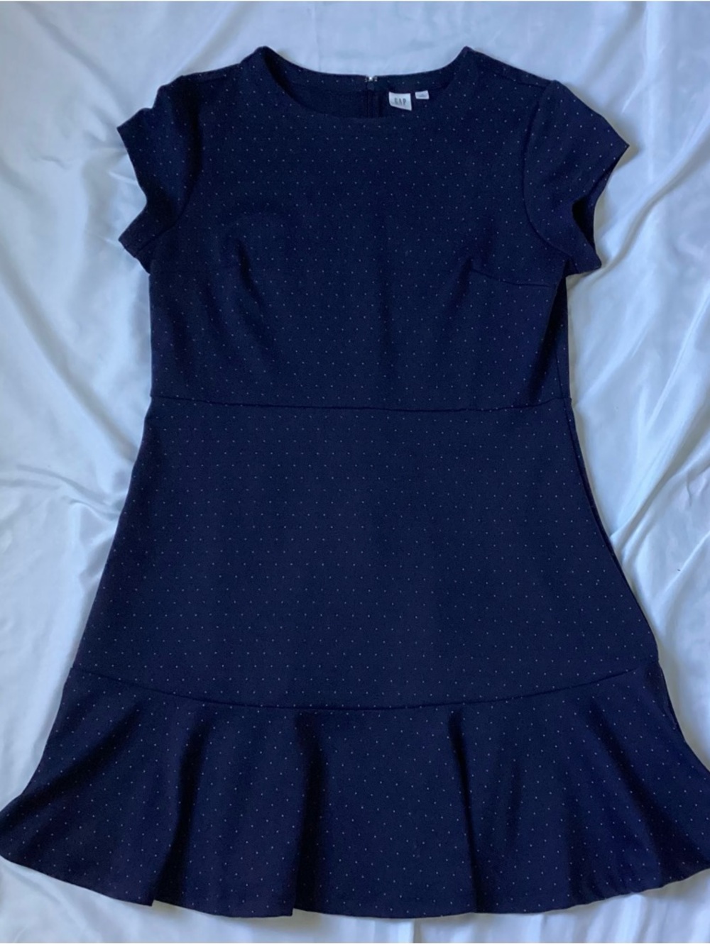 Gap Ladies Fit & Flare Navy Pin Dot Dress Size 16